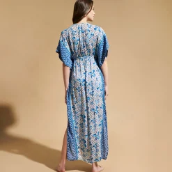 Best Sale Vilebrequin Women Long Kaftan Iris Lace- X Poupette St Barth Azure/Blue