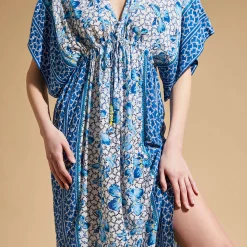 Best Sale Vilebrequin Women Long Kaftan Iris Lace- X Poupette St Barth Azure/Blue