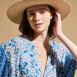 Best Sale Vilebrequin Women Long Kaftan Iris Lace- X Poupette St Barth Azure/Blue
