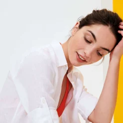 Flash Sale Vilebrequin Women Long Linen Shirt Solid White/White