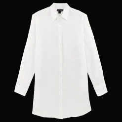 Flash Sale Vilebrequin Women Long Linen Shirt Solid White/White
