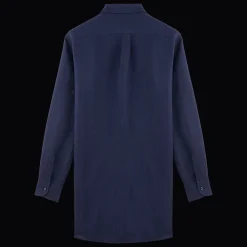 Clearance Vilebrequin Women Long Linen Shirt Solid Navy/Blue