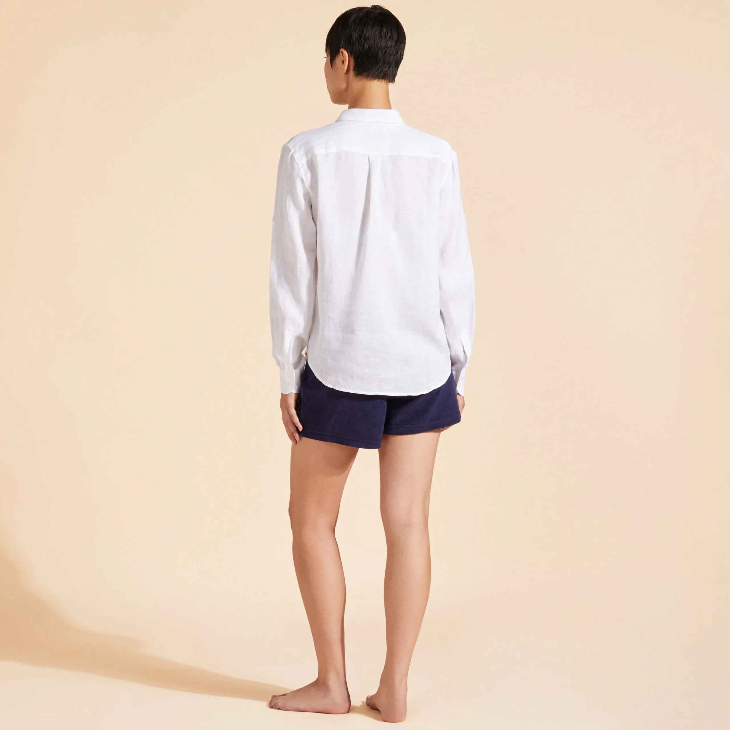 Cheap Vilebrequin Women Long Sleeves Linen Shirt Solid White/White