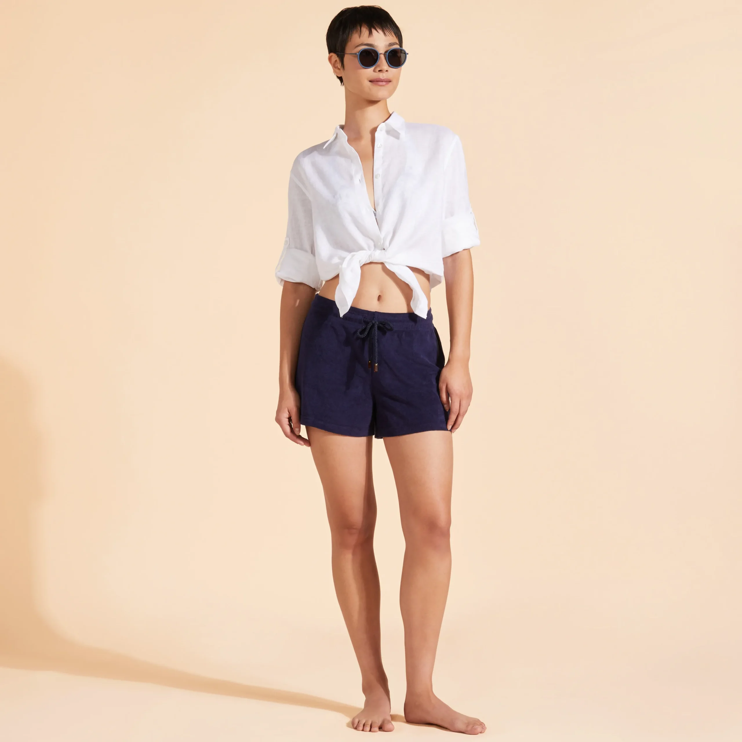 Cheap Vilebrequin Women Long Sleeves Linen Shirt Solid White/White