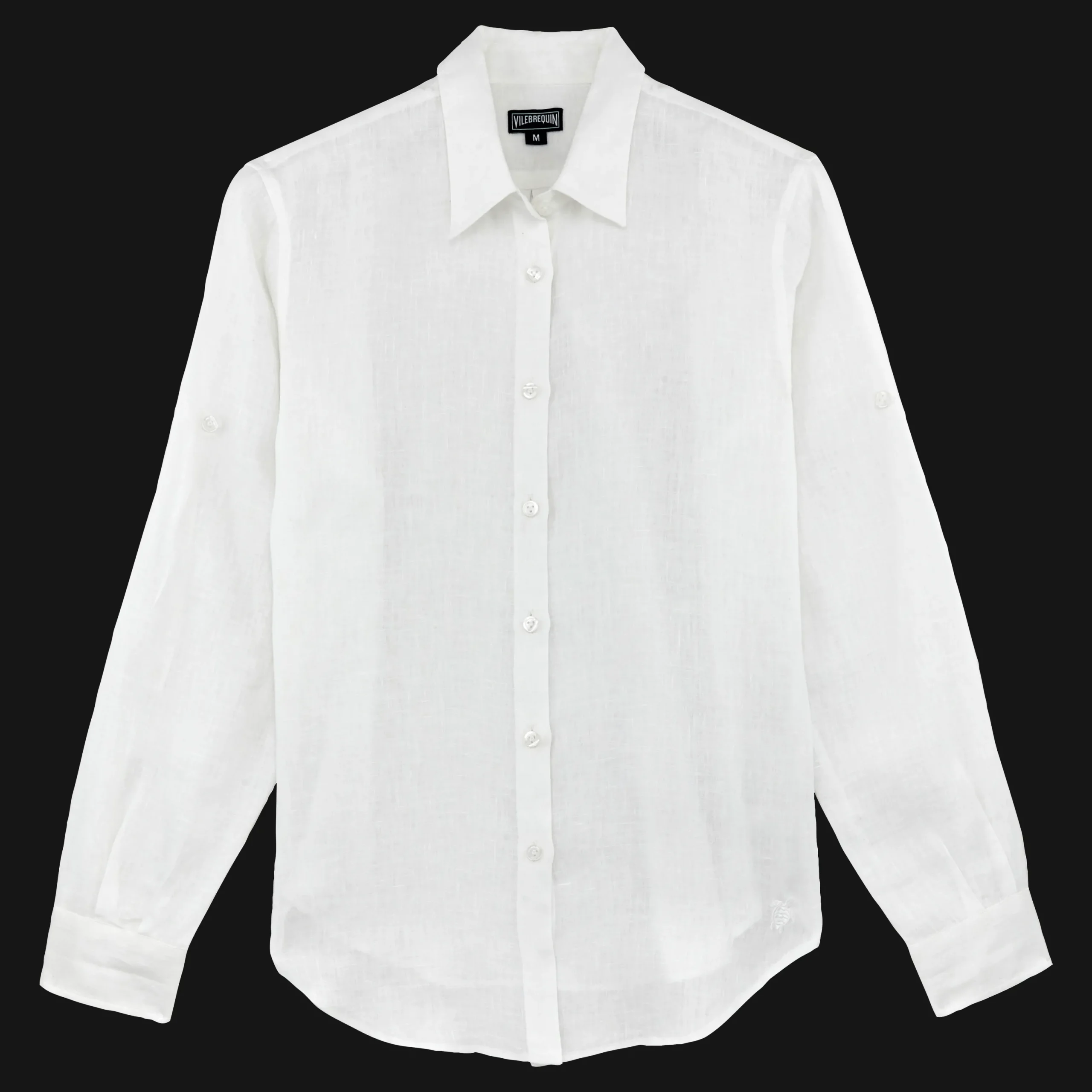 Cheap Vilebrequin Women Long Sleeves Linen Shirt Solid White/White