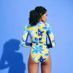 Online Vilebrequin Women Long Sleeves One-Piece Rashguard Raiatea Sun/Yellow
