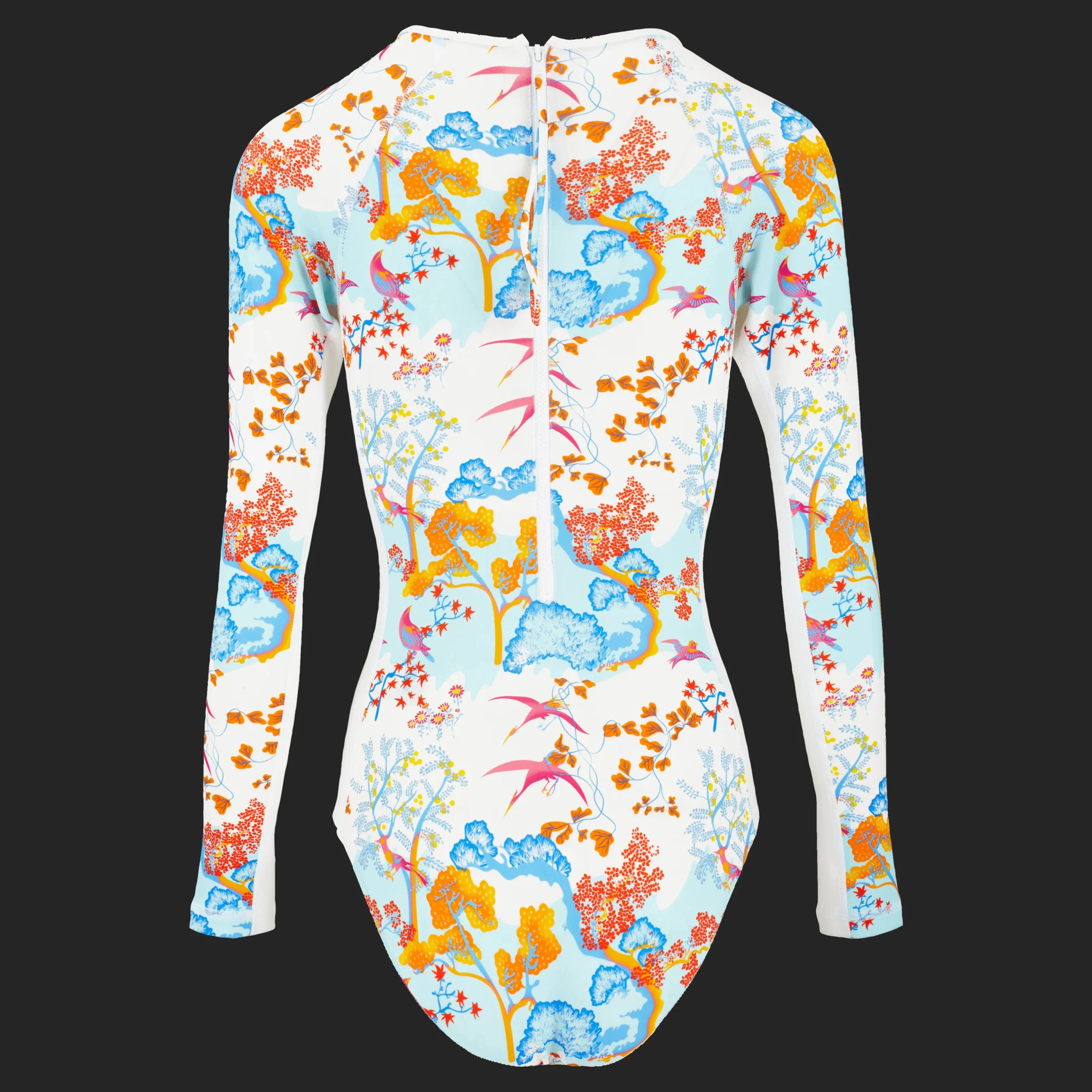 Best Sale Vilebrequin Women Long Sleeves One-Piece Rashguard Peaceful Trees White/White