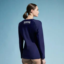 Sale Vilebrequin Women Long Sleeves Zipper Rashguard Solid Navy/Blue