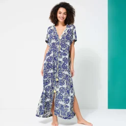 Sale Vilebrequin Women Maxi Dress Hidden Fishes - X Poupette St Barth Purple Blue/Blue