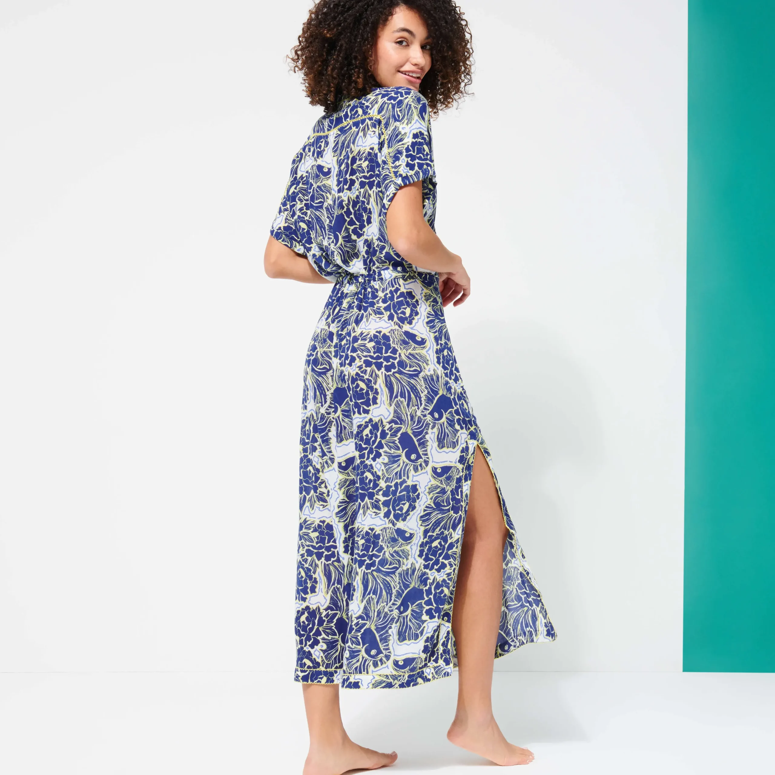 Sale Vilebrequin Women Maxi Dress Hidden Fishes - X Poupette St Barth Purple Blue/Blue