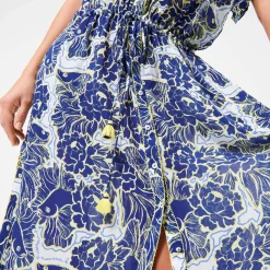 Sale Vilebrequin Women Maxi Dress Hidden Fishes - X Poupette St Barth Purple Blue/Blue