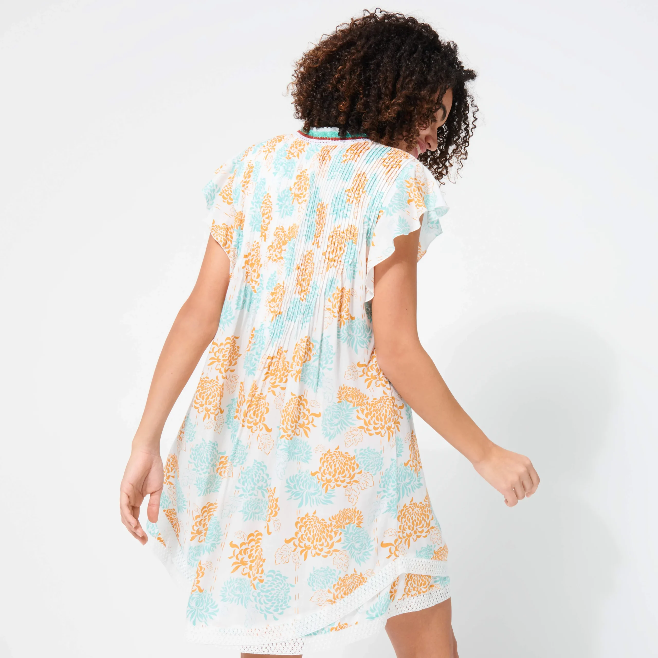 Fashion Vilebrequin Women Mini Dress Iridescent Flowers Of Joy- X Poupette St Barth Terracotta/Red