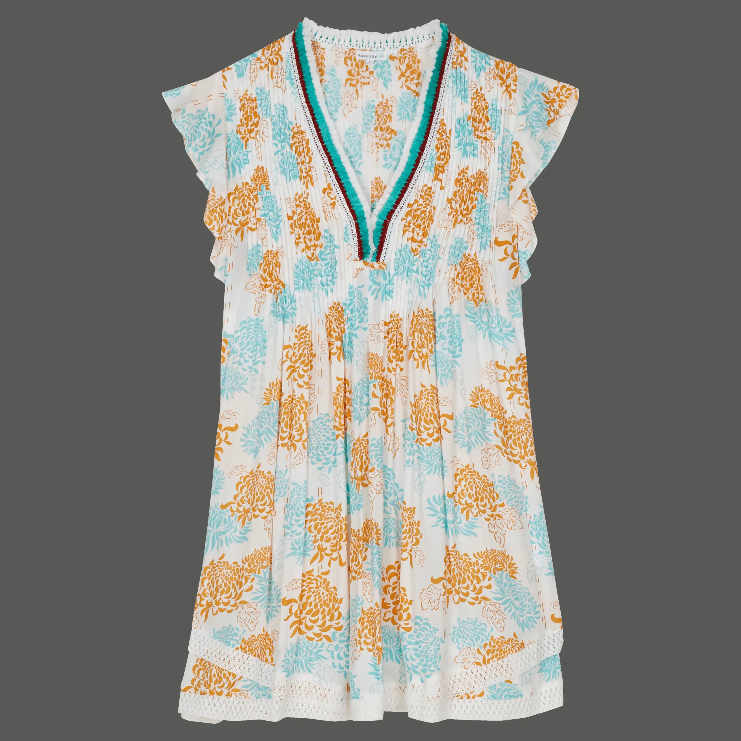 Fashion Vilebrequin Women Mini Dress Iridescent Flowers Of Joy- X Poupette St Barth Terracotta/Red