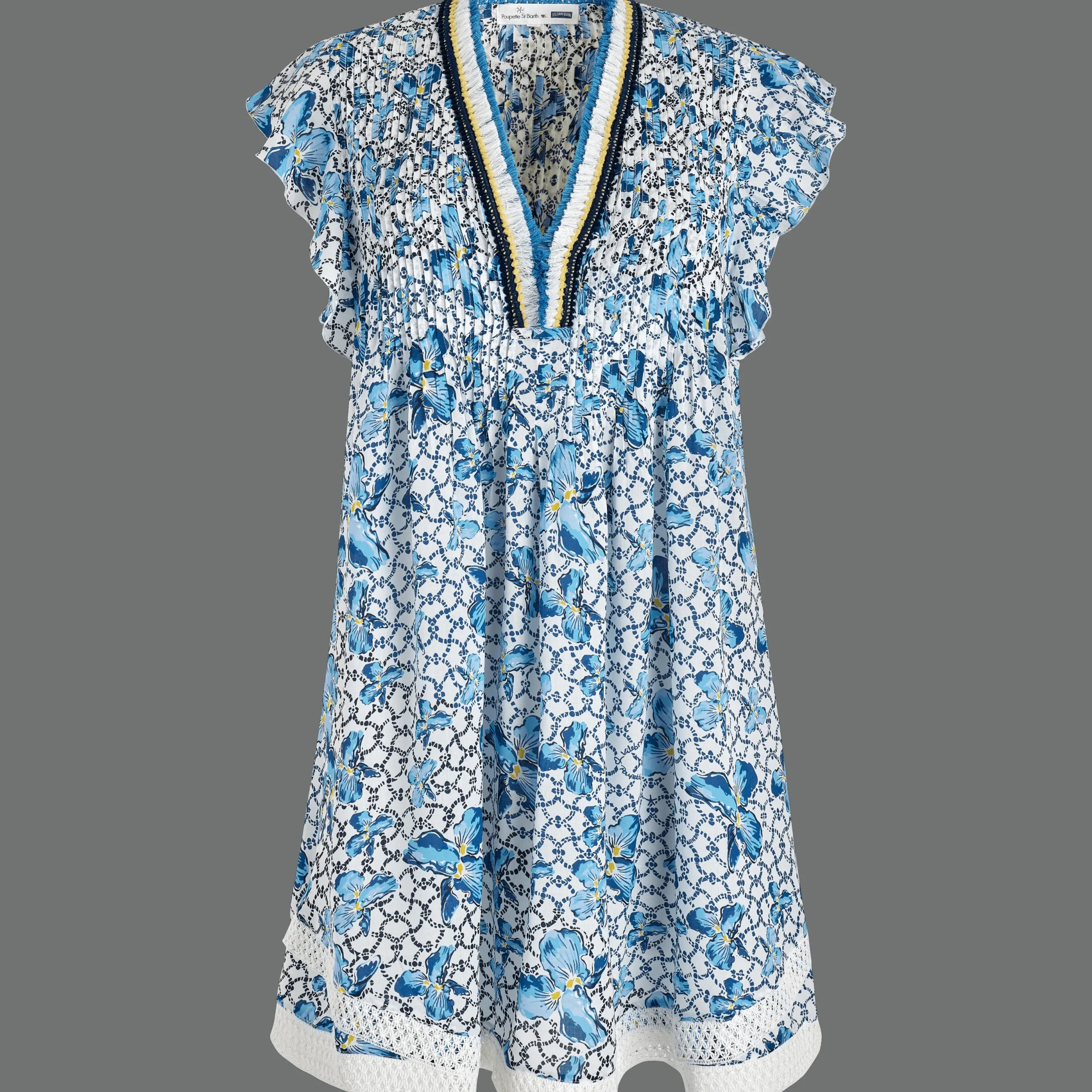 Hot Vilebrequin Women Mini Dress Iris Lace- X Poupette St Barth Azure/Blue