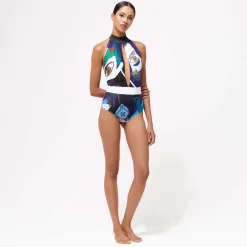 Cheap Vilebrequin Women One-Piece Halter Swimsuit Envoutement - X Deux Femmes Noires Purple Blue/Blue