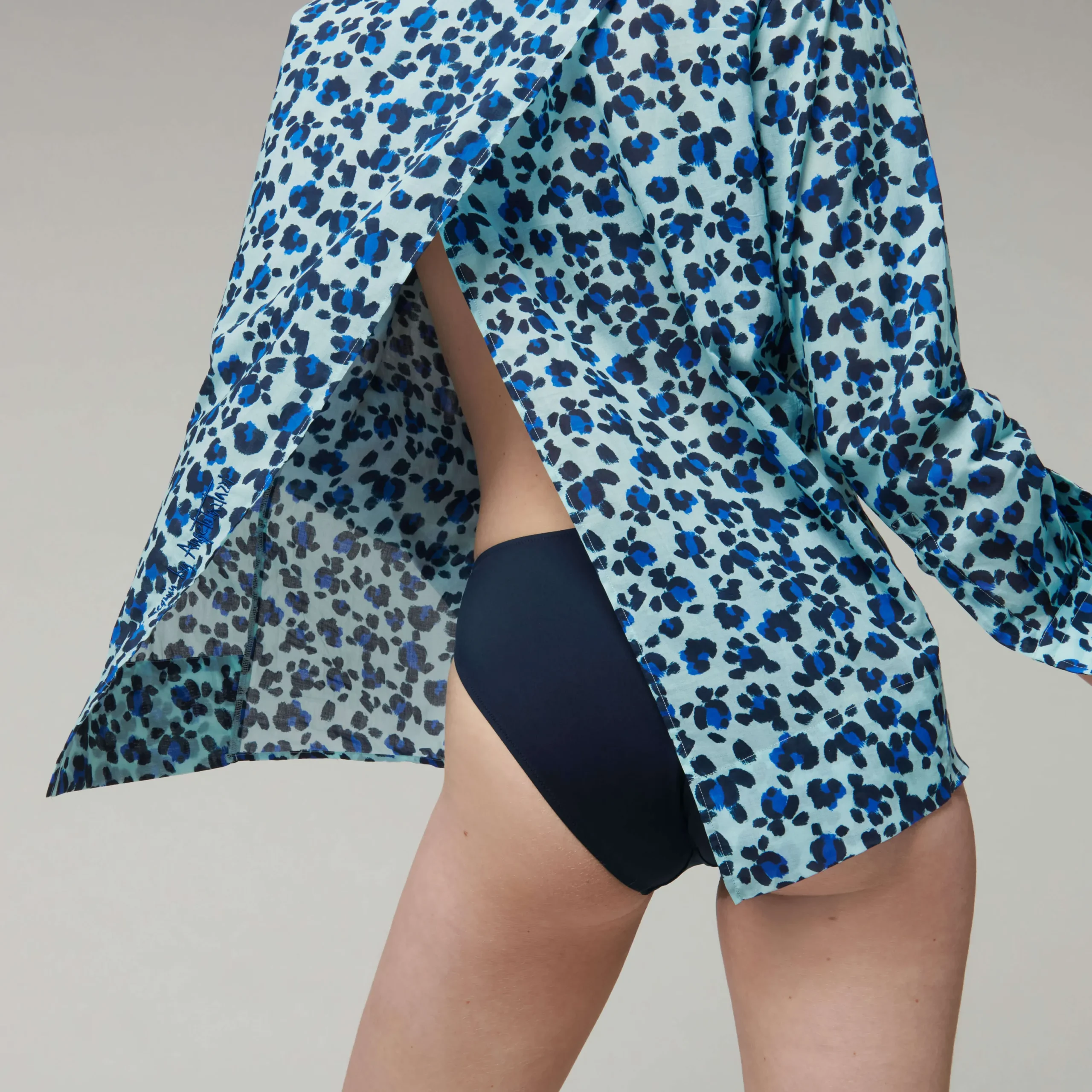 Fashion Vilebrequin Women Organic Cotton Veil Shirt Turtles Leopard- X Angelo Tarlazzi Thalassa/Blue