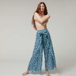 Online Vilebrequin Women Organic Cotton Voile Pants Turtles Leopard- X Angelo Tarlazzi Thalassa/Blue