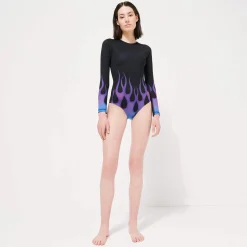 Hot Vilebrequin Women Rashguard Long-Sleeves One-Piece Swimsuit Hot Rod 360° - X Sylvie Fleury Black/Black