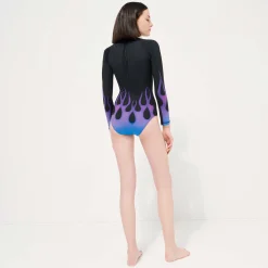 Hot Vilebrequin Women Rashguard Long-Sleeves One-Piece Swimsuit Hot Rod 360° - X Sylvie Fleury Black/Black
