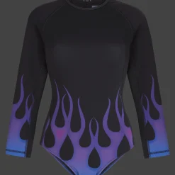 Hot Vilebrequin Women Rashguard Long-Sleeves One-Piece Swimsuit Hot Rod 360° - X Sylvie Fleury Black/Black