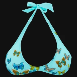 Cheap Vilebrequin Women Rounded Neckline Bikini Top Butterflies Lagoon/Blue