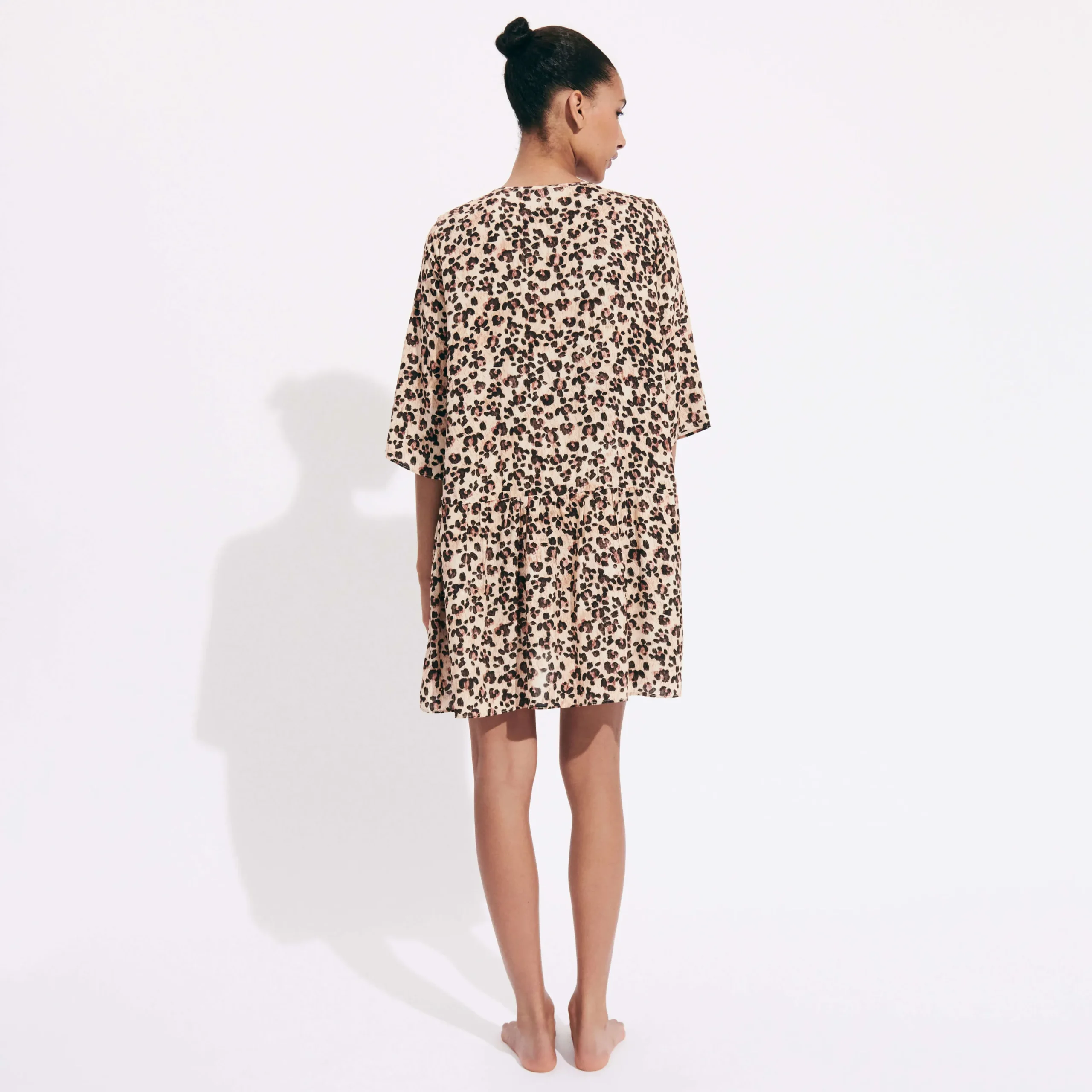 Hot Vilebrequin Women Short Dress Turtles Leopard Straw/Yellow