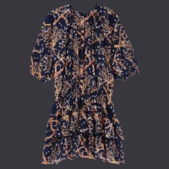 Best Vilebrequin Women Short Ruffles Cotton Dress Sweet Blossom Navy/Blue
