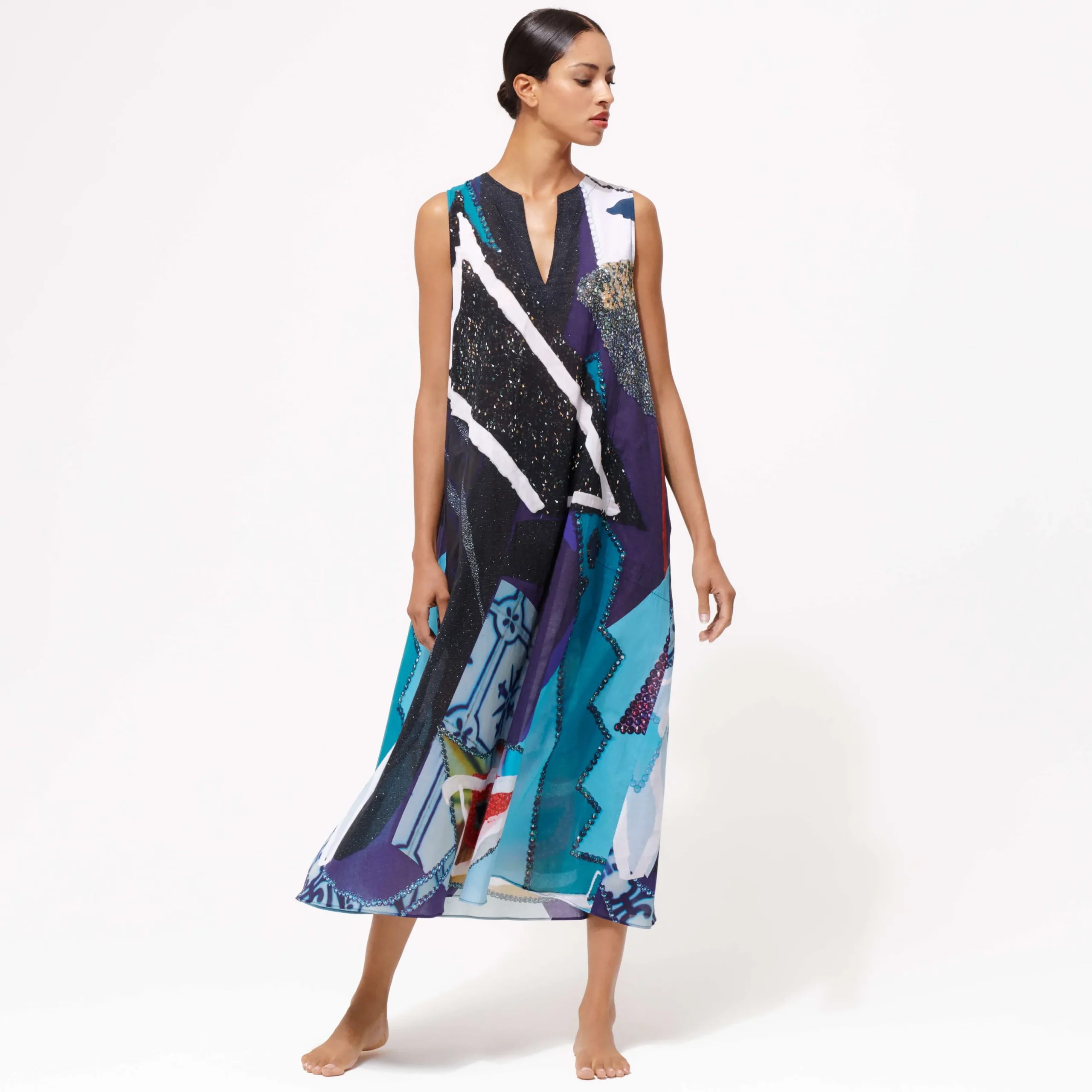 Store Vilebrequin Women Sleeveless Maxi Dress Envoutement - X Deux Femmes Noires Purple Blue/Blue