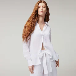 Outlet Vilebrequin Women Solid Linen Shirt- X Angelo Tarlazzi White/White