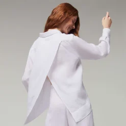 Outlet Vilebrequin Women Solid Linen Shirt- X Angelo Tarlazzi White/White