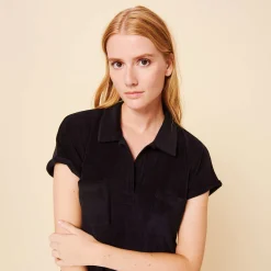 Cheap Vilebrequin Women Terry Polo Dress Solid Black/Black