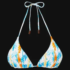 Hot Vilebrequin Women Triangle Bikini Top Palms & Stripes - X The Beach Boys White/White