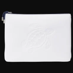 Outlet Vilebrequin Zipped Turtle Beach Pouch White/White