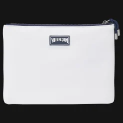 Outlet Vilebrequin Zipped Turtle Beach Pouch White/White