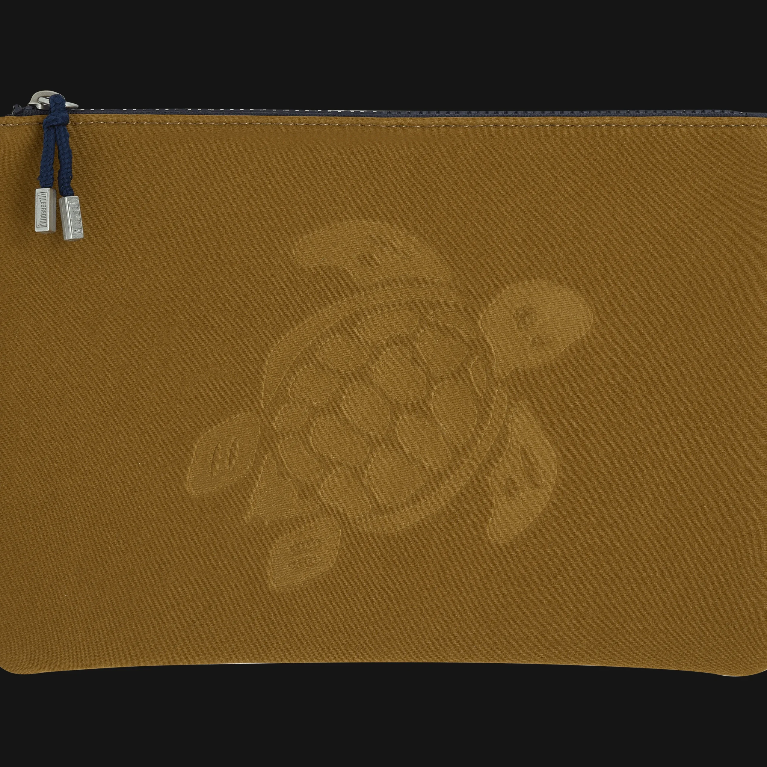 Outlet Vilebrequin Zipped Turtle Beach Pouch Bark/Beige