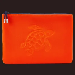 Best Vilebrequin Zipped Turtle Beach Pouch Rust/Orange